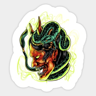 Oni Mask With Snake Sticker